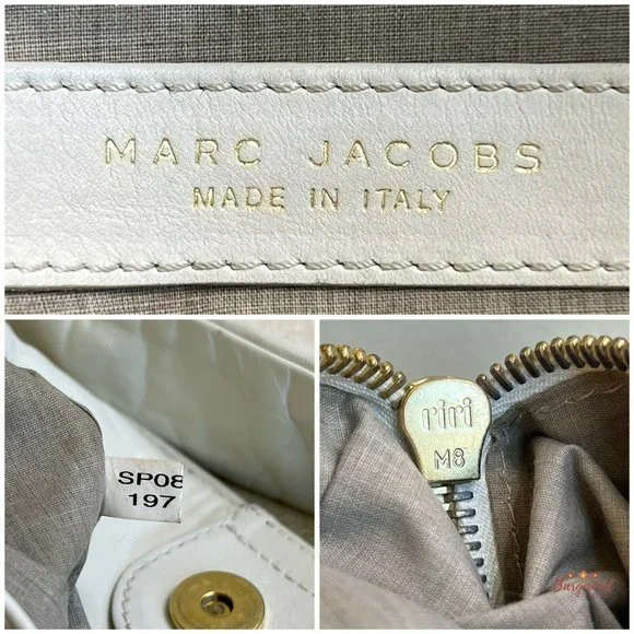 Authentic MARC JACOBS Off White Italian Calfskin Leather Mercer Sofia Hobo Bag